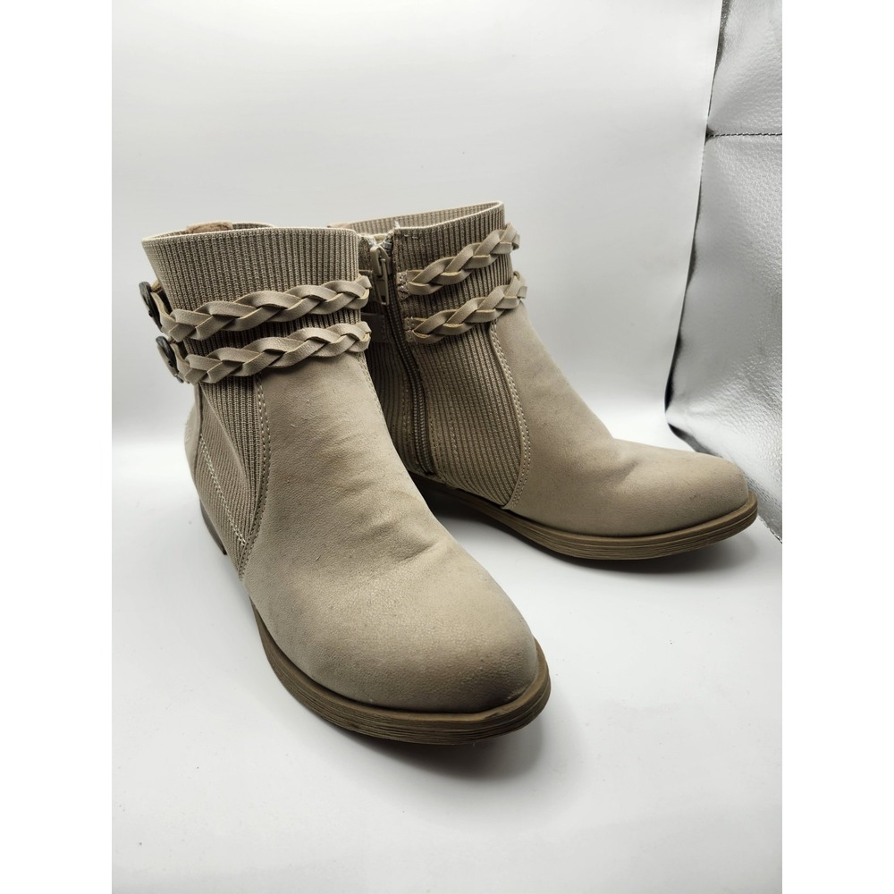 Blowfish Malibu Beige Braided Straps And Buckle Women's Ankle Boots Size 6.5